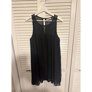 SOCILIATE‎ BLACK PLEATED COCKTAIL PARTY DRESS W/SHEER NECKLINE SZ XL